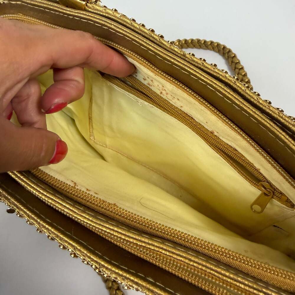 Whiting & Davis Vintage Gold Mesh Braided Strap Shoulder Bag - Picture 9 of 14